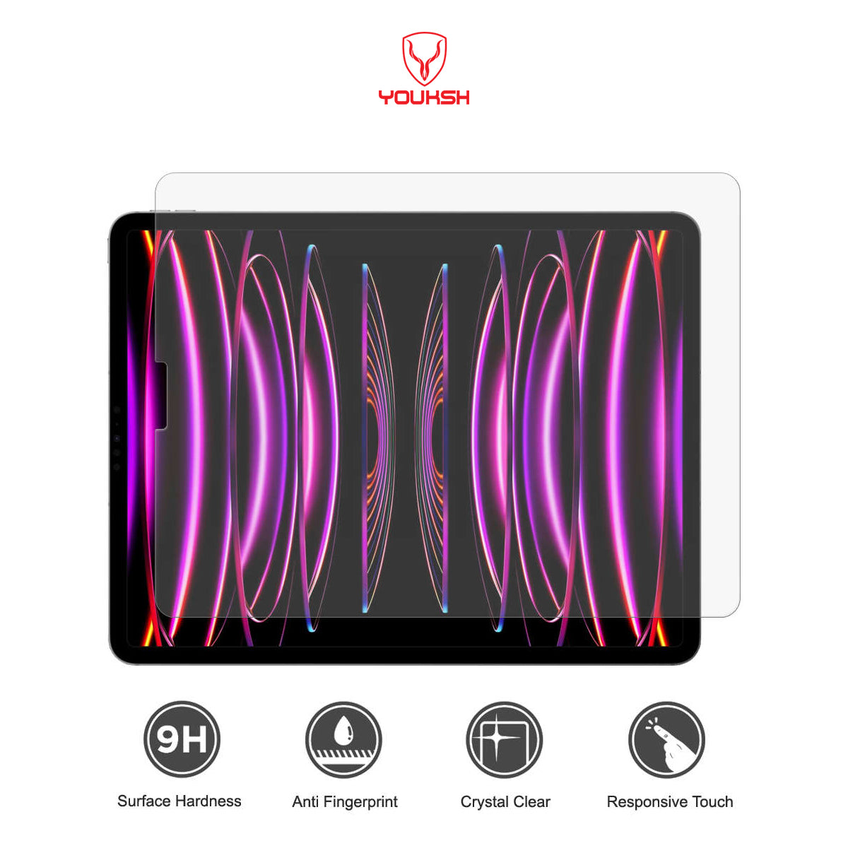 YOUKSH iPad Tempered Glass Protector For iPad Pro 12.9-inch (6th, 5th, 4th, and 3rd gen.)