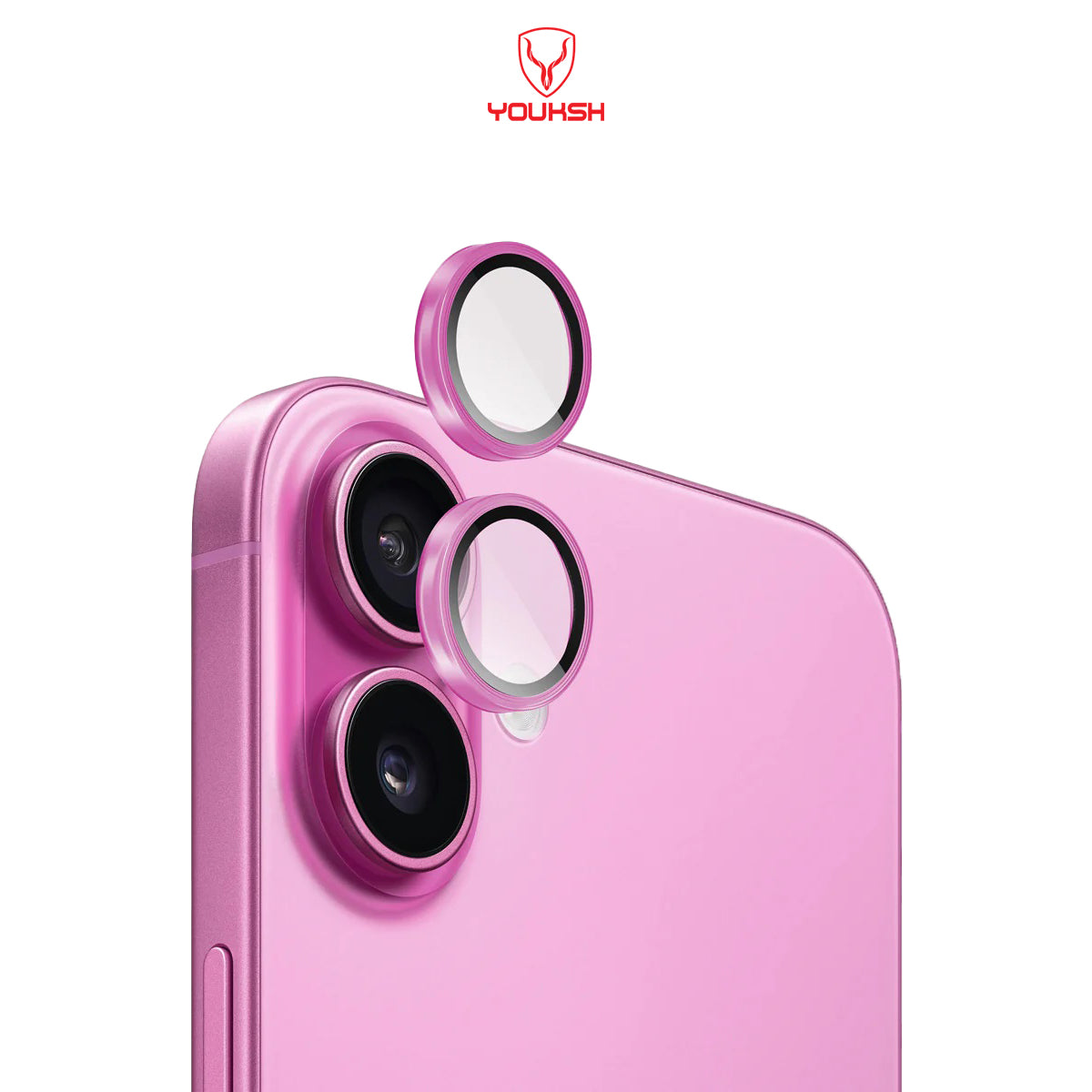 YOUKSH IPhone 16/16 Plus Camera Ring Glass Protector.