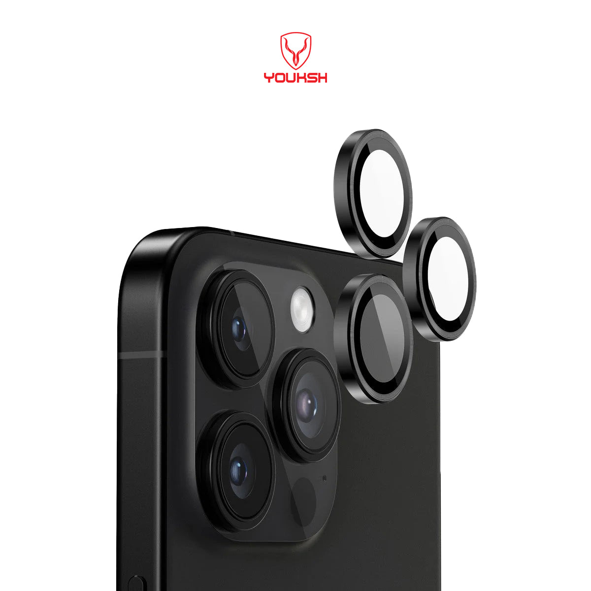 YOUKSH IPhone 16 Pro Max/16 Pro Camera Ring Glass Protector.