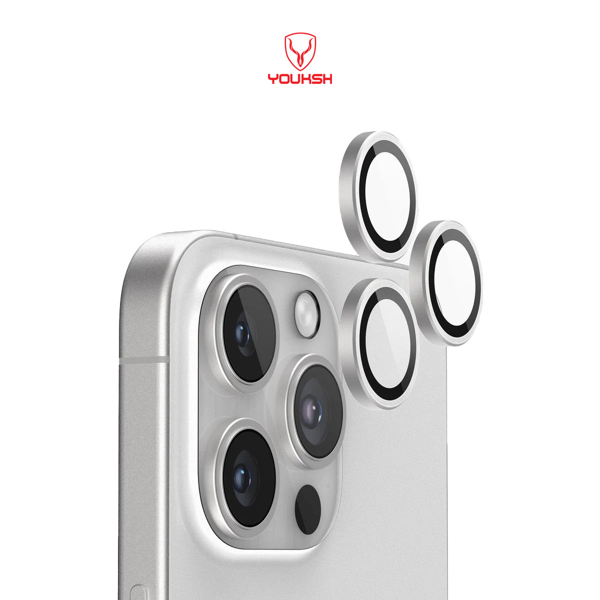 YOUKSH IPhone 16 Pro Max/16 Pro Camera Ring Glass Protector.