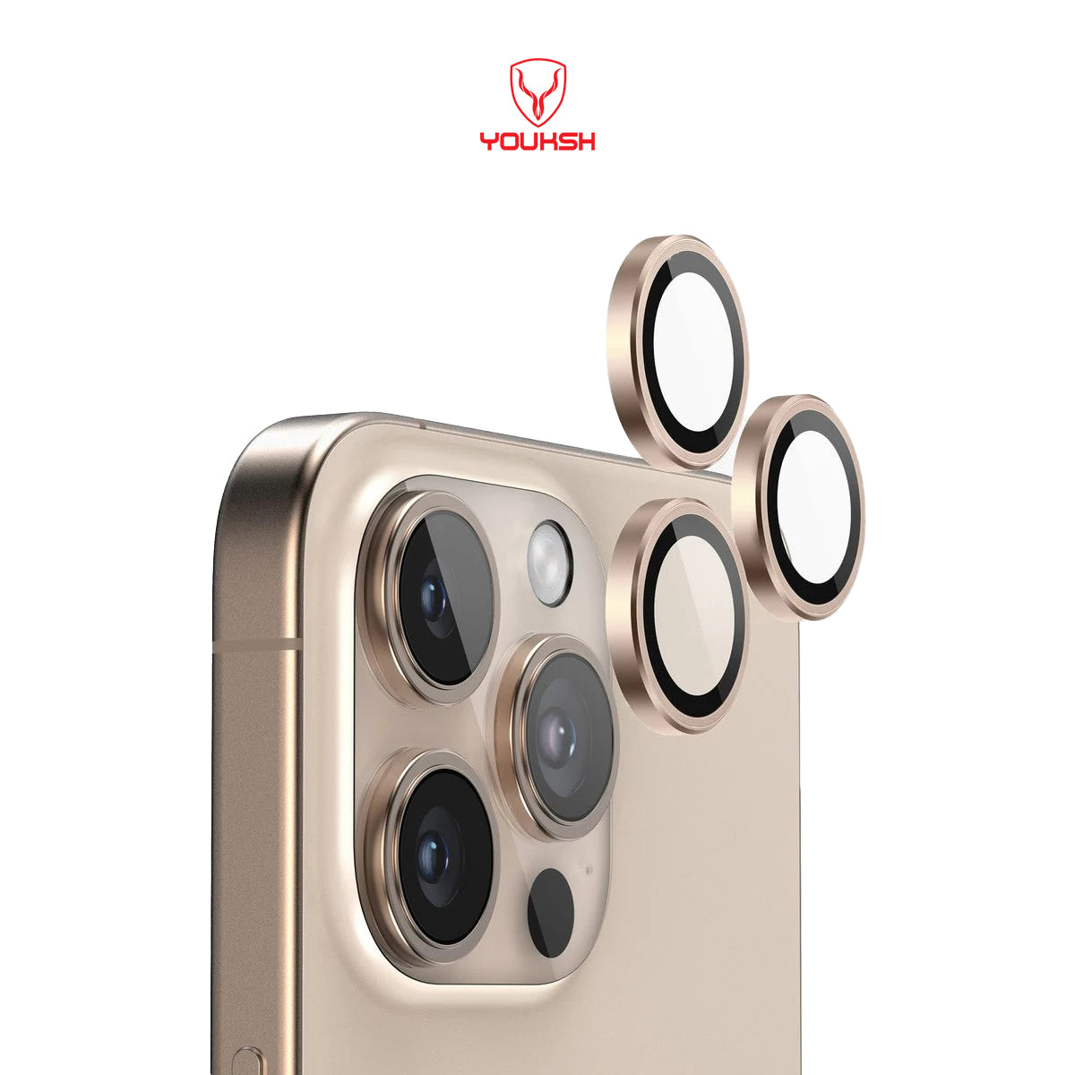 YOUKSH IPhone 16 Pro Max/16 Pro Camera Ring Glass Protector.