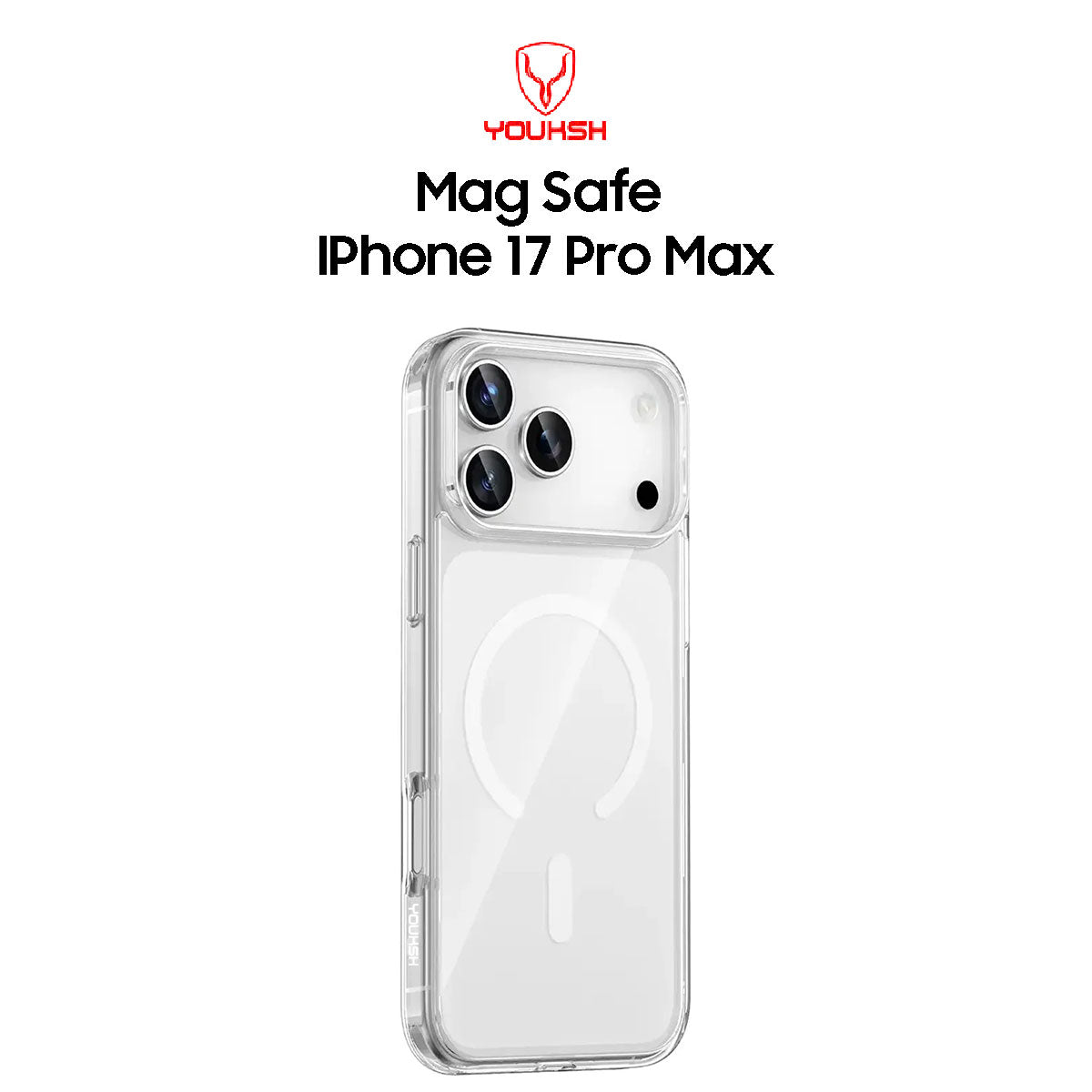 Youksh MagSafe Transparent Case for iPhone 17 Pro Max – Durable Shockproof Clear Case with MagSafe Charging Support