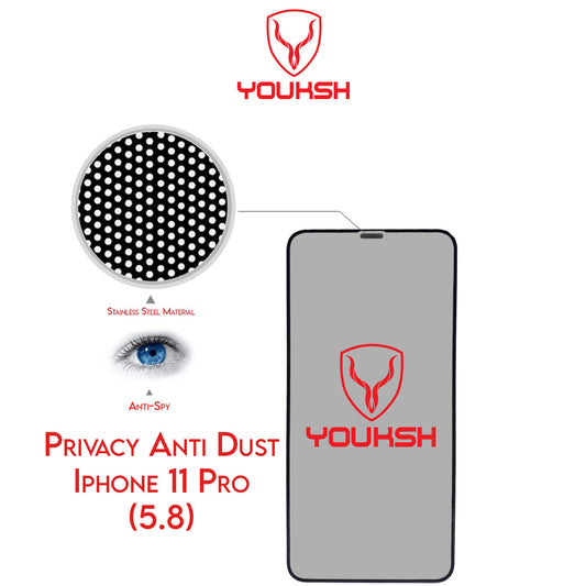 Apple iphone 11 Pro - Youksh Privacy Anti Dust Glass Protector With Installation kit.