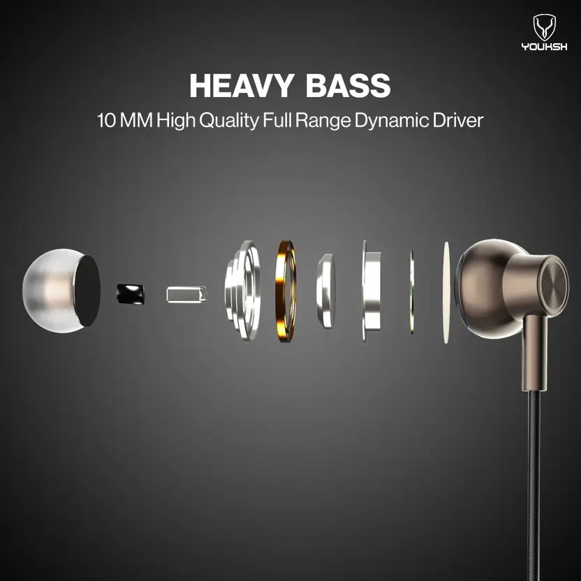 YOUKSH Type C Handsfree, With Soft Rubber Ear Piece & Metal Magnetic Attraction (YK-804).