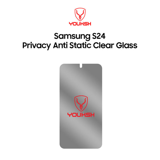 YOUKSH Samsung S24 Privacy Glass Protector - YOUKSH Samsung S24 Anti Static Glass Protector - With YOUKSH Installation kit.