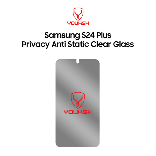 YOUKSH Samsung S24 Plus Privacy Glass Protector - YOUKSH Samsung S24 Plus Anti Static Glass Protector - With YOUKSH Installation kit.-