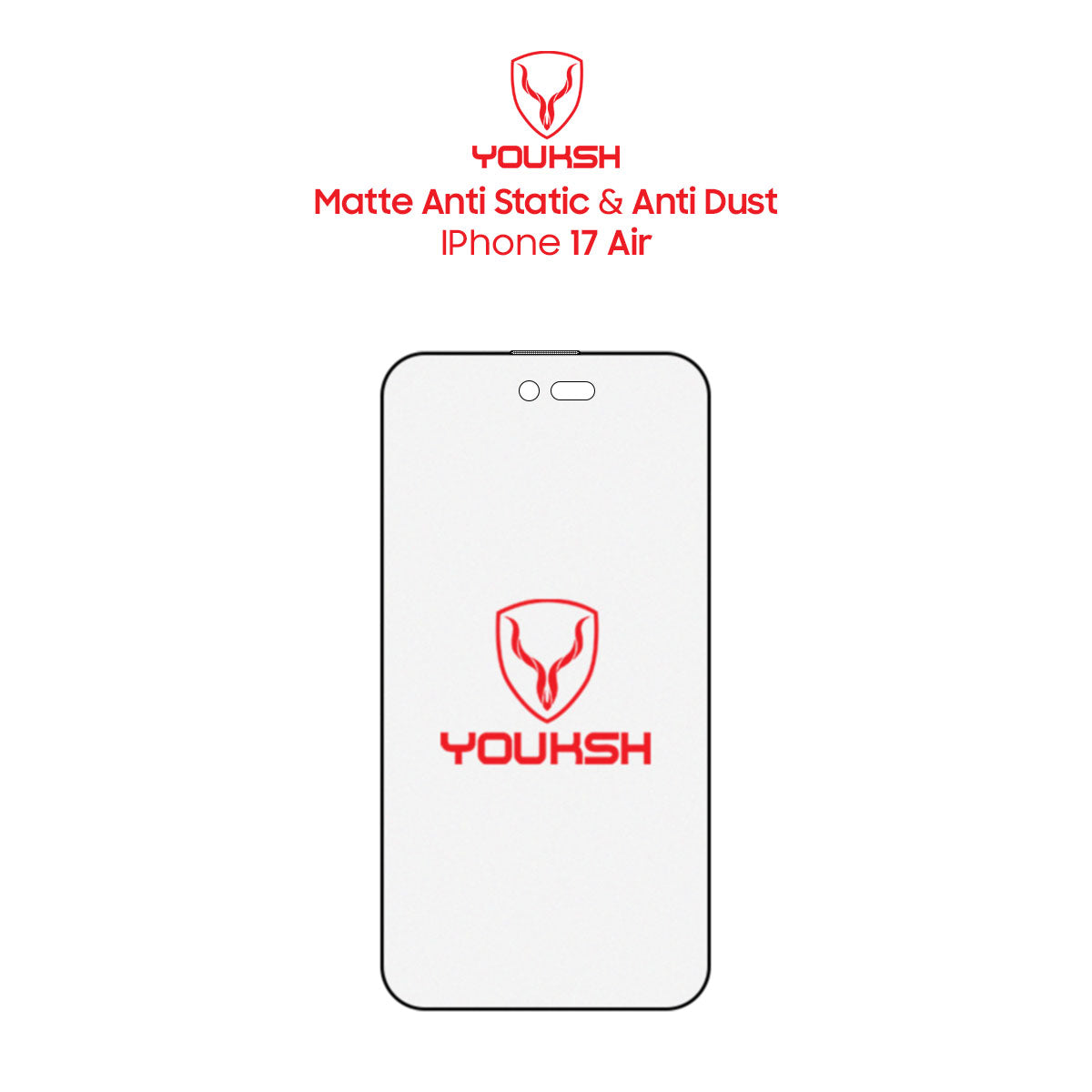 Youksh Matte Glass Screen Protector for iPhone 17 Air – Anti-Glare, Anti-Fingerprint Tempered Glass (Copy)