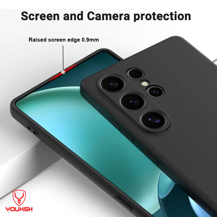 YOUKSH Samsung S26 Ultra Black Silicon Case.