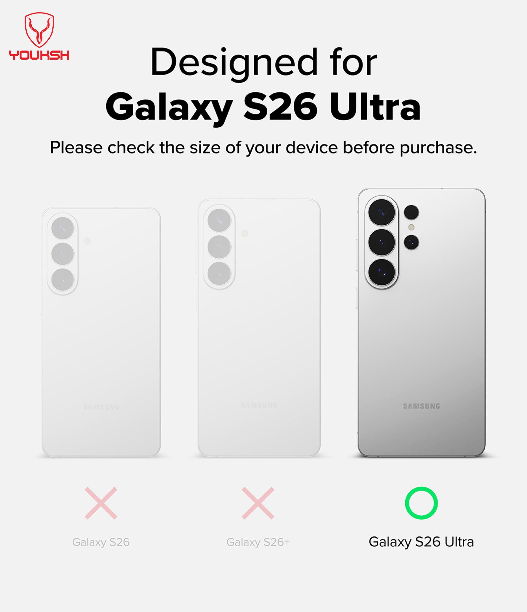 YOUKSH Samsung S26 Ultra Camera Ring Protector.