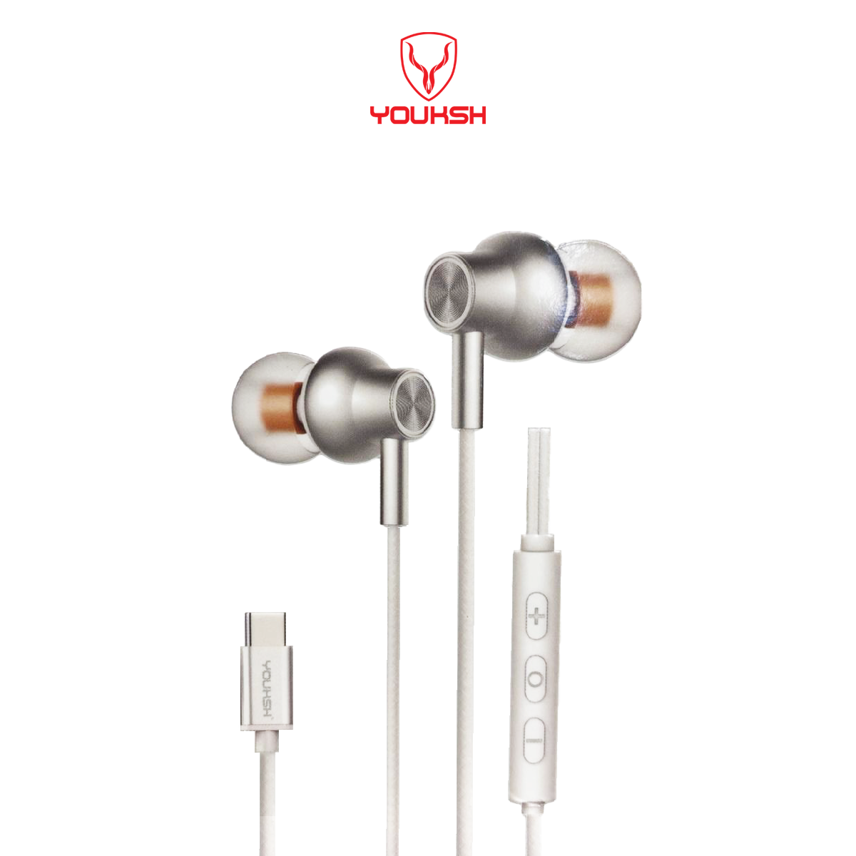 YOUKSH Type C Handsfree, With Soft Rubber Ear Piece & Metal Magnetic Attraction (YK-804).