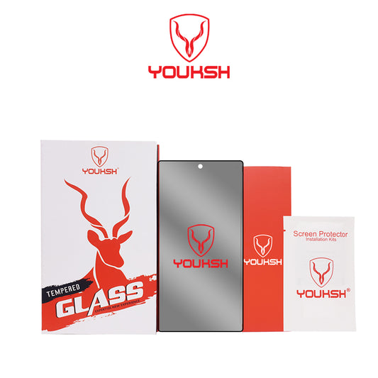 YOUKSH Samsung S24 Ultra Privacy Glass Protector - YOUKSH Samsung S24 Ultra Anti Static Glass Protector - With YOUKSH Installation kit.-