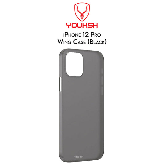 Youksh Wing Case For Apple Iphone 12 Pro (6.1) - Ultra Thin Lightweight - Paper Back Cover for Iphone Series.(Black)