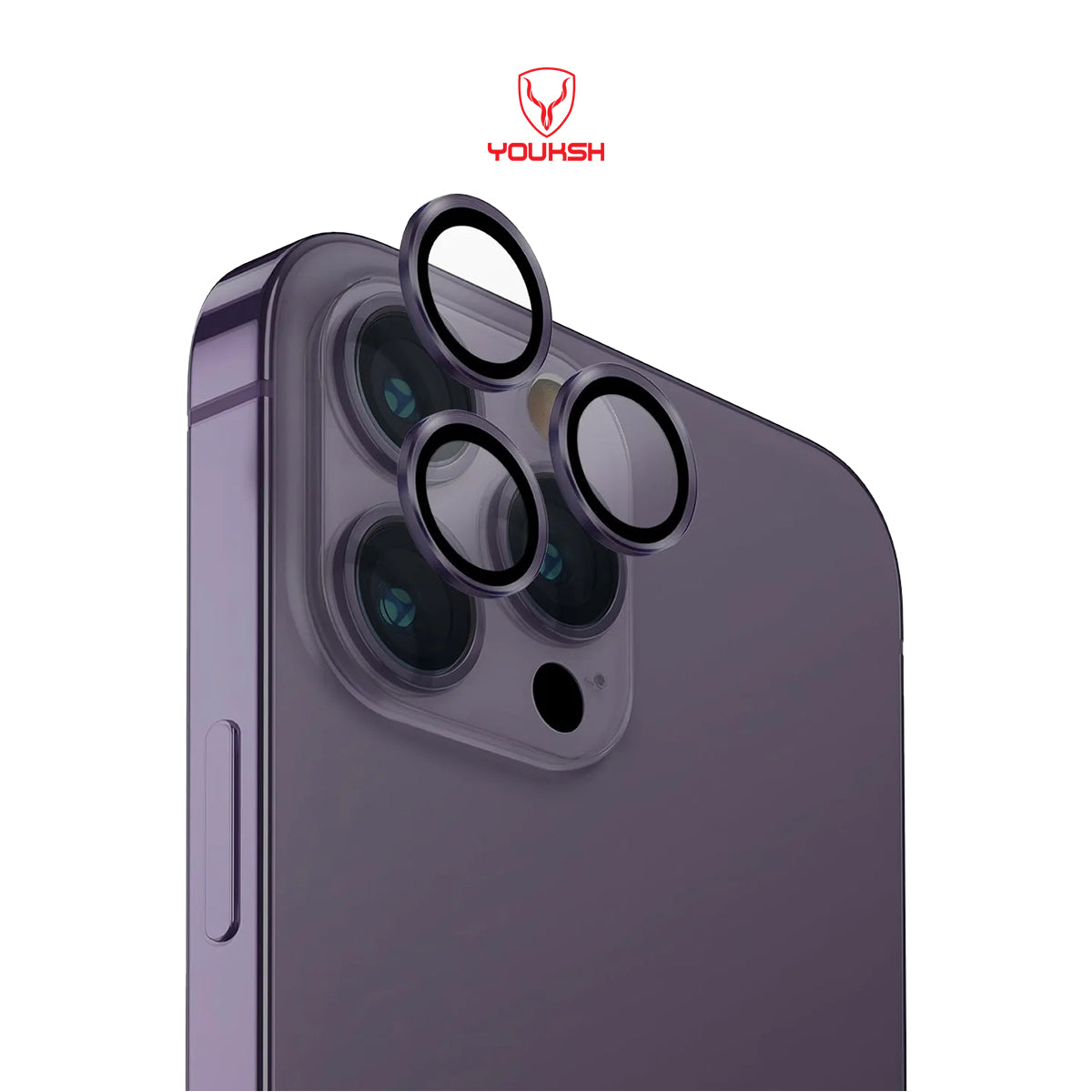 YOUKSH IPhone 14 Pro Max/14 Pro Camera Ring Glass Protector.