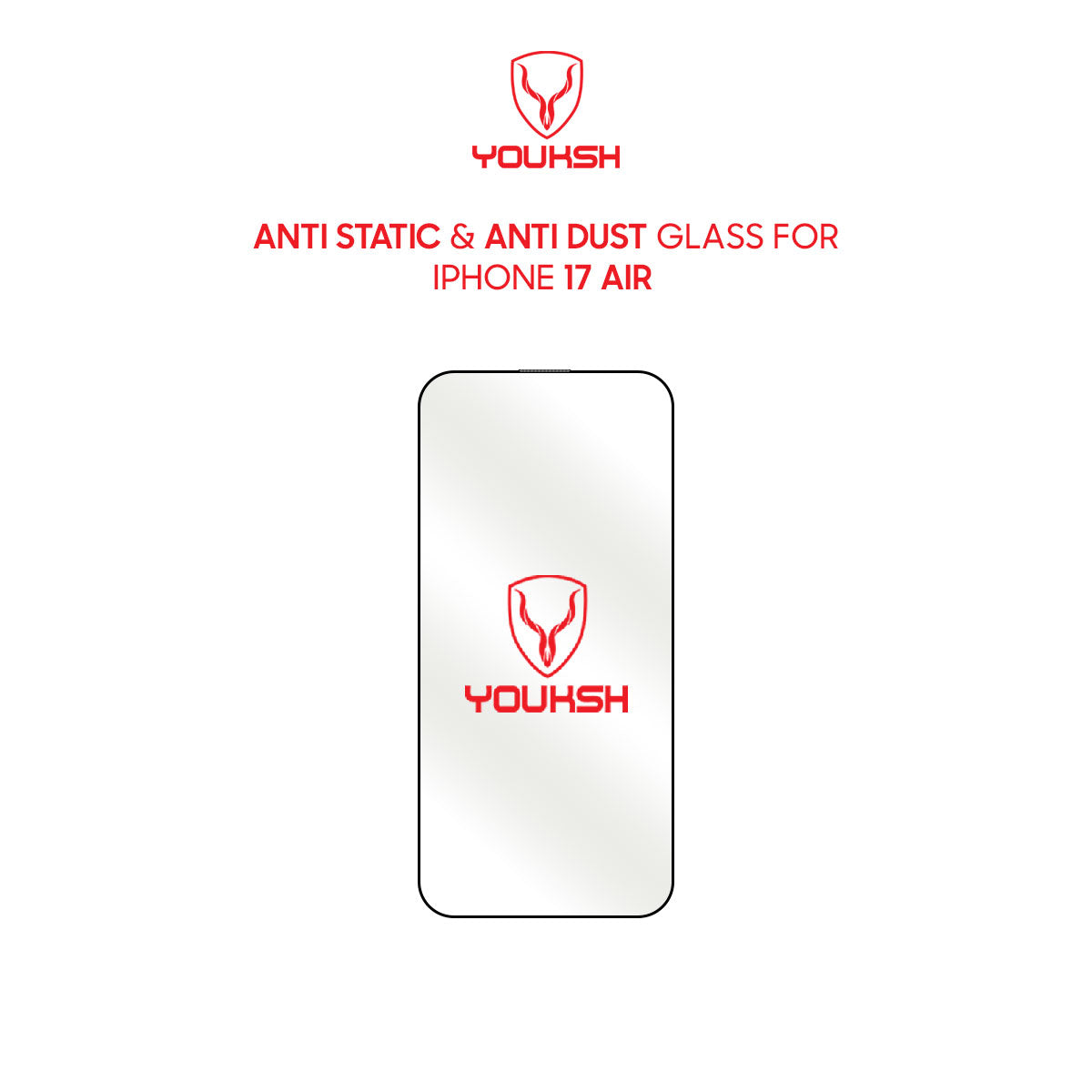 Youksh Anti-Dust Glass for iPhone 17 Air – Dustproof Edge & Speaker Screen Protector, 9H Tempered