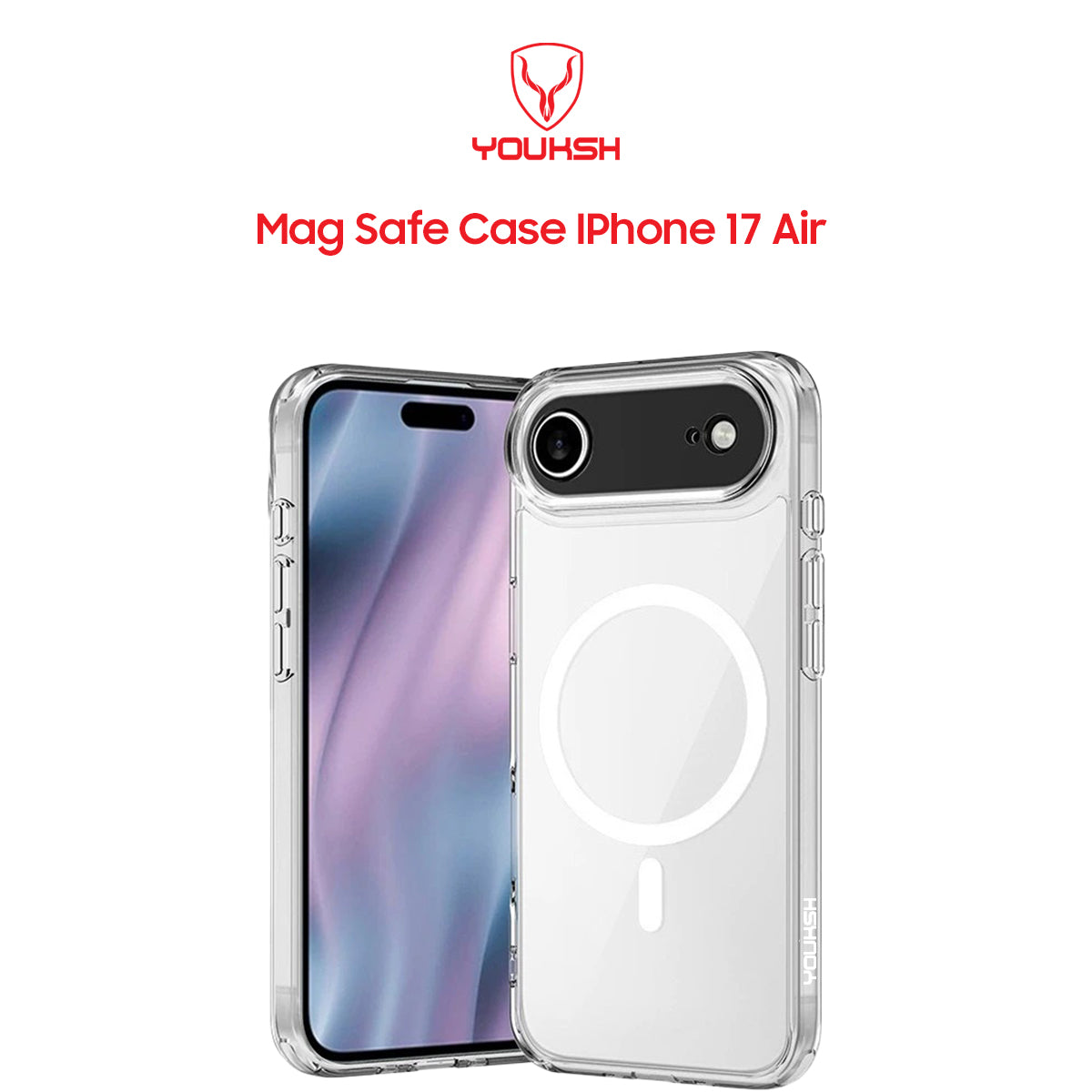 Youksh MagSafe Transparent Case for iPhone 17 Air – Lightweight Slim Clear Case with Magnetic Wireless Charging