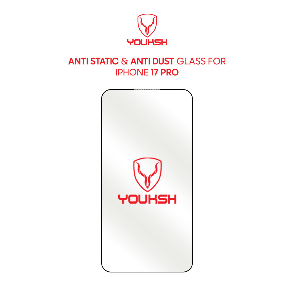 Youksh Anti-Dust Glass for iPhone 17 Pro – Dustproof Edge & Speaker Screen Protector, 9H Tempered (Copy)