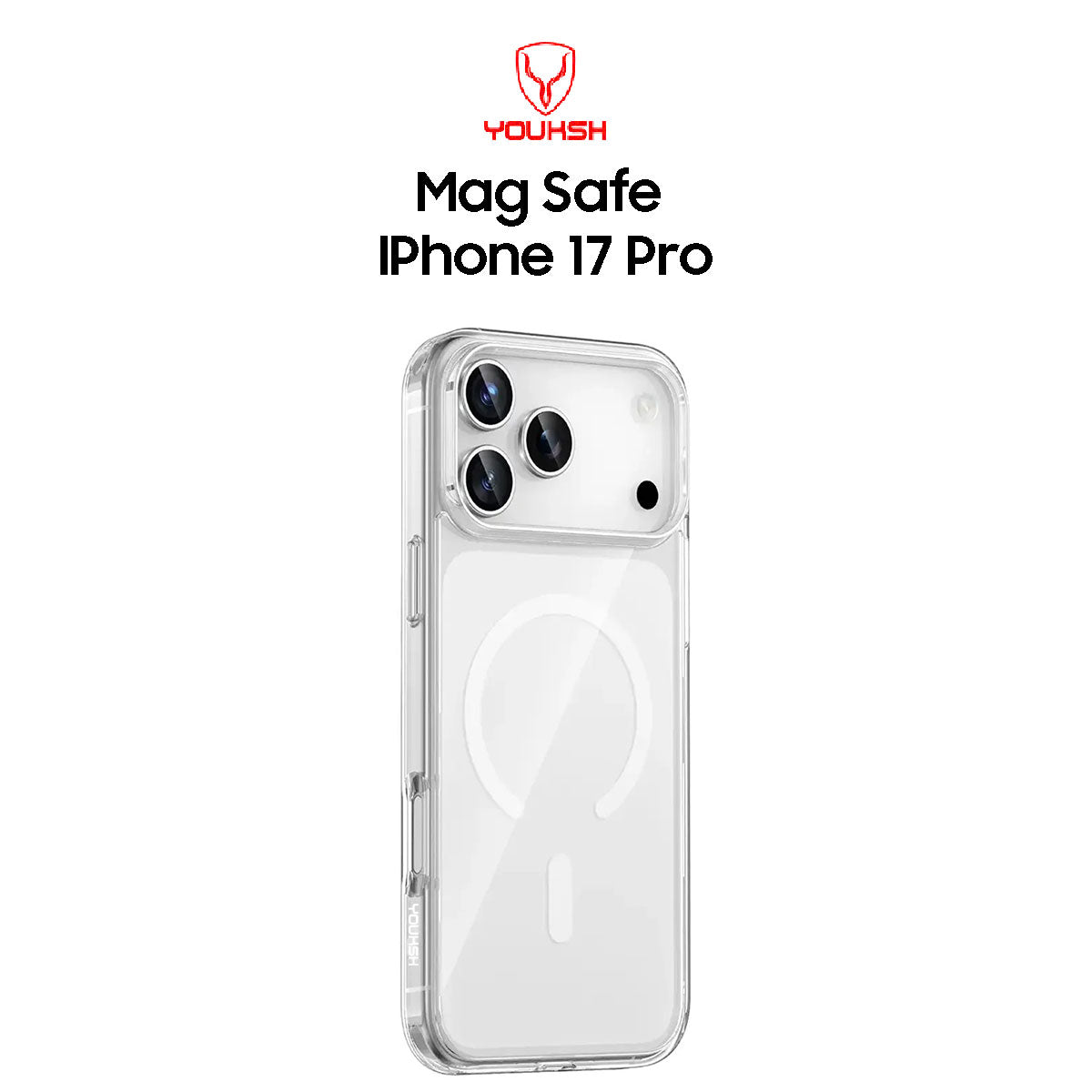 Youksh MagSafe Transparent Case for iPhone 17 Pro – Slim Shockproof Clear Cover with Strong Magnetic Alignment
