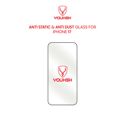 Youksh Anti-Dust Glass for iPhone 17 – Dustproof Edge & Speaker Screen Protector, 9H Tempered