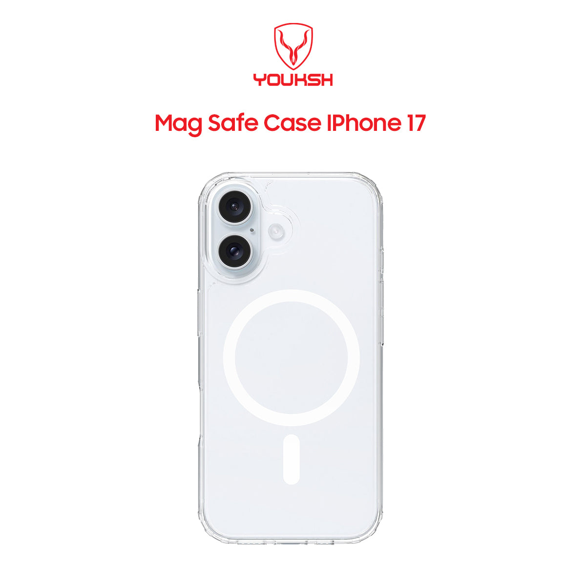 Youksh MagSafe Transparent Case for iPhone 17 – Shockproof Clear Protective Cover with Magnetic Wireless Charging Case