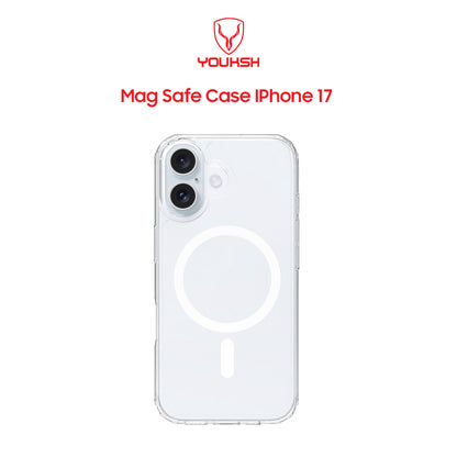 Youksh MagSafe Transparent Case for iPhone 17 – Shockproof Clear Protective Cover with Magnetic Wireless Charging Case