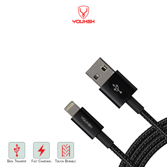 YOUKSH Mark-L Apple iPhone Data Cable - Fast Transmission - High Quailty - 1(Meter) - Non Breakable Data Cable - Iphone.