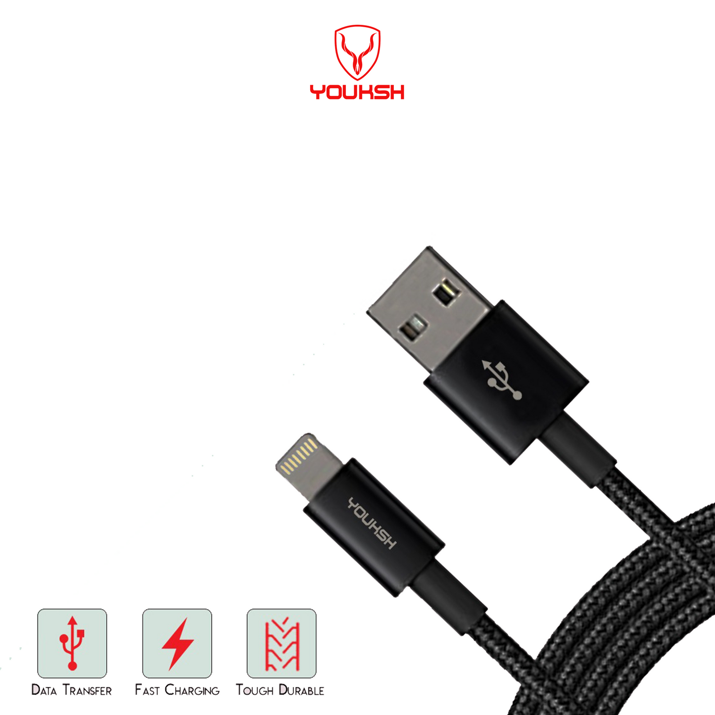 YOUKSH Mark-L Apple iPhone Data Cable - Fast Transmission - High Quailty - 1(Meter) - Non Breakable Data Cable - Iphone.
