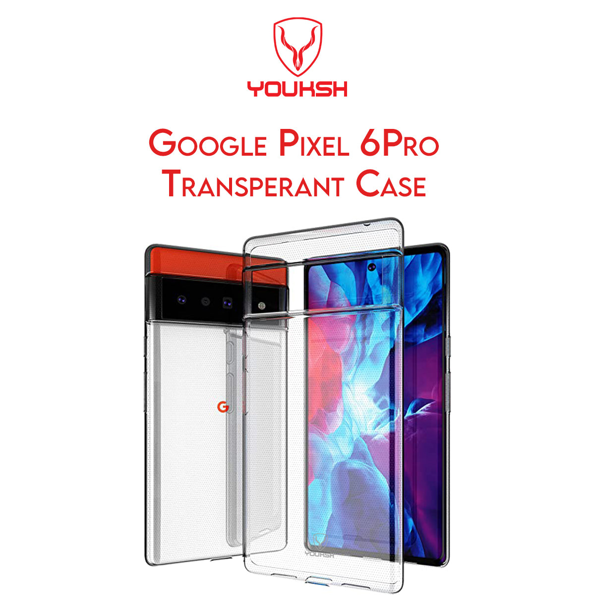 YOUKSH Google Pixel 6 Pro Transparent Cover - Google Pixel 6 Pro Transparent Jelly Back Cover