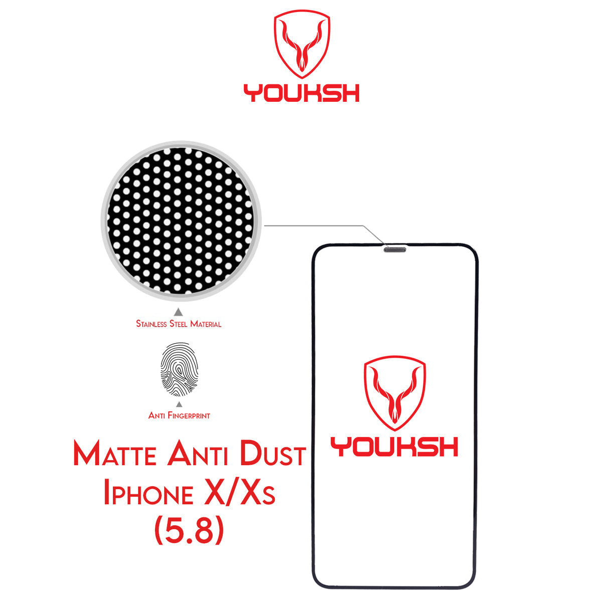Apple iphone  X/Xs - Matte Glass Protector (Anti Dust)