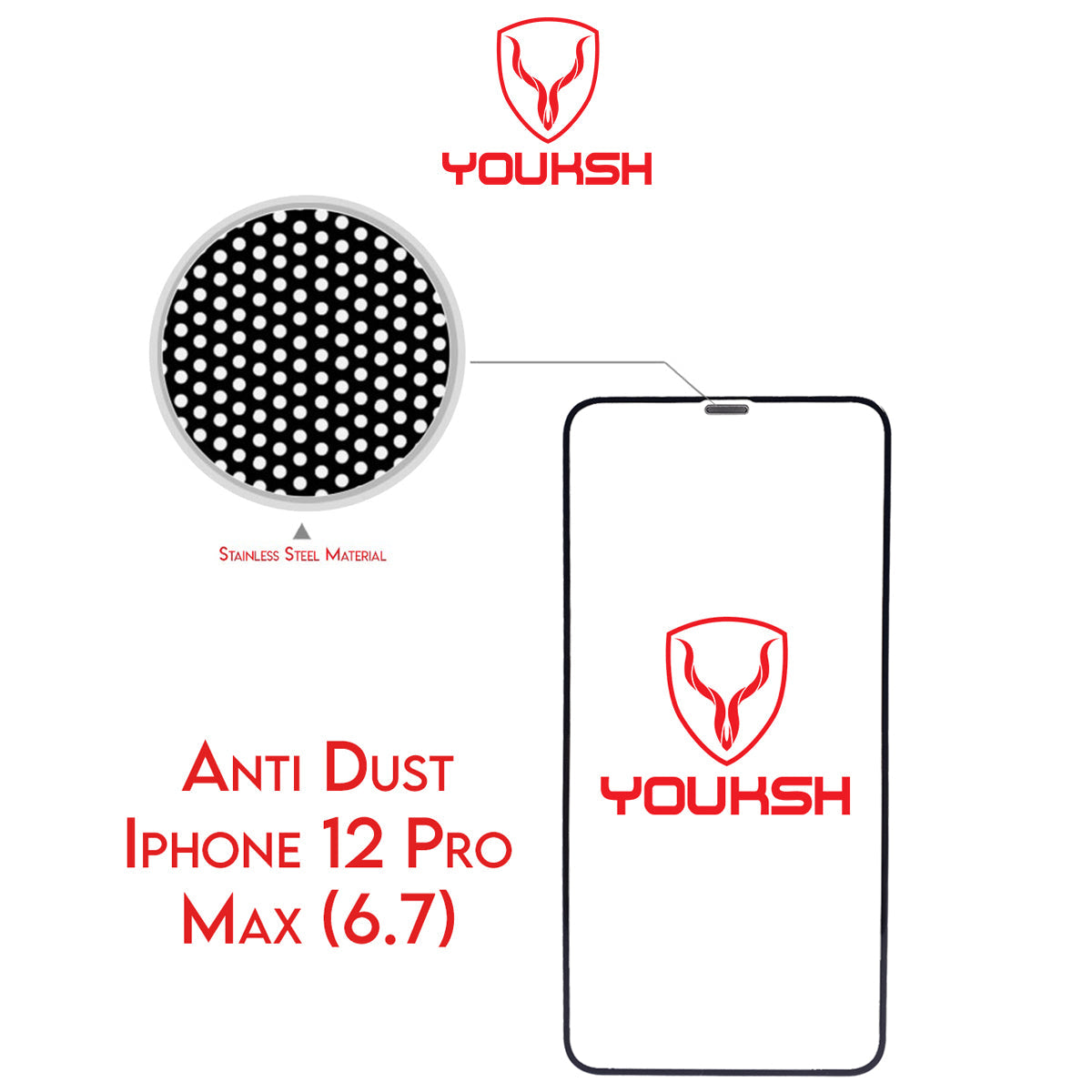 Apple iPhone 12 Pro Max - Youksh Anti Dust Glass Protector With Installation kit.