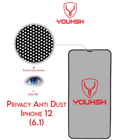 Apple iphone 12 - Youksh Privacy Anti Dust Glass Protector With Installation kit.
