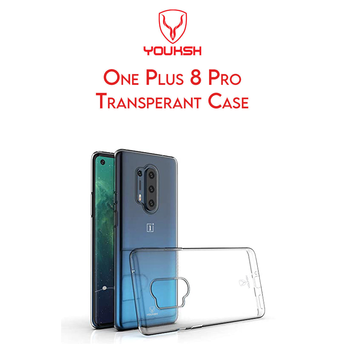 YOUKSH OnePlus 8 Pro Transparent Cover - OnePlus 8 Pro Transparent Jelly Back Cover - OnePlus 8 Pro Soft Shock Proof Transparent Back Pouch - OnePlus 8 Pro Crystal Clear Cover - OnePlus 8 Pro Silicone Cover.