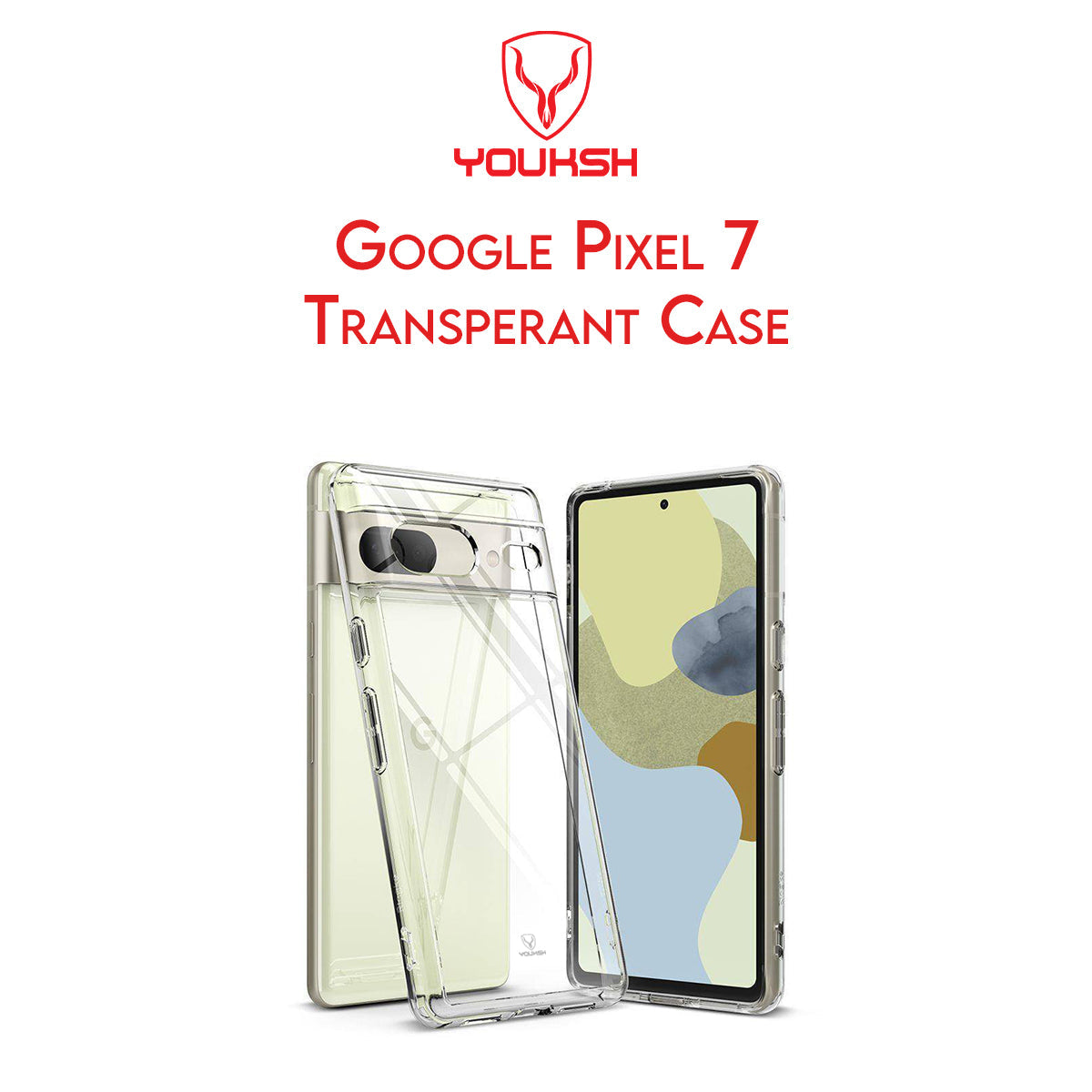 YOUKSH Google Pixel 7 Transparent Cover - Google Pixel 7 Transparent Jelly Back Cover - Google Pixel 7 Soft Shock Proof Transparent Back Pouch - Google Pixel 7 Crystal Clear Cover - Google Pixel 7 Silicone Cover.