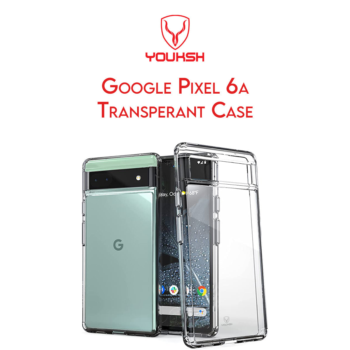 YOUKSH Google Pixel 6a Transparent Cover - Google Pixel 6a Transparent Jelly Back Cover - Google Pixel 6a Soft Shock Proof Transparent Back Pouch - Google Pixel 6a Crystal Clear Cover - Google Pixel 6a Silicone Cover.