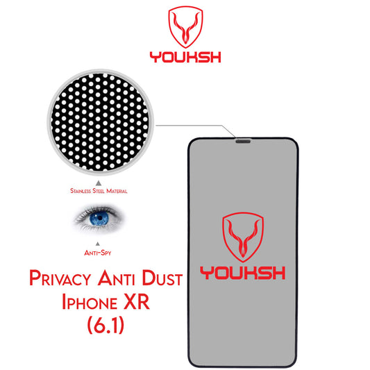 Apple iphone XR - Youksh Privacy Anti Dust Glass Protector With Installation kit.