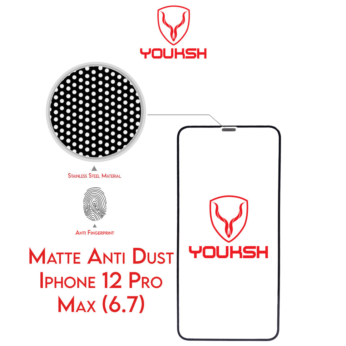 Apple iphone 12 Pro Max - Matte Glass Protector  (Anti Dust)