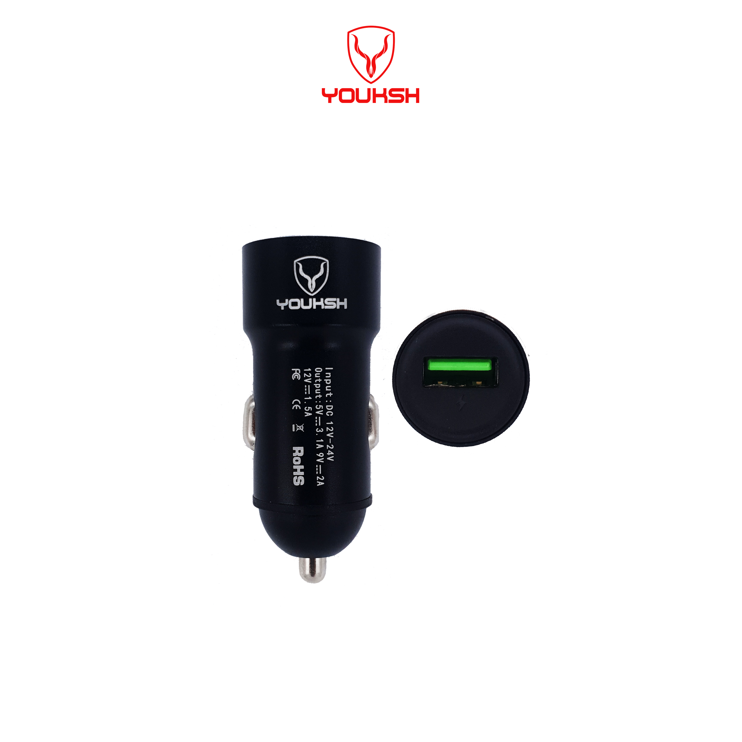 YOUKSH Car Charger - Qualcomm Quick Car Charger 3.0 - Fast Charging Adopter.