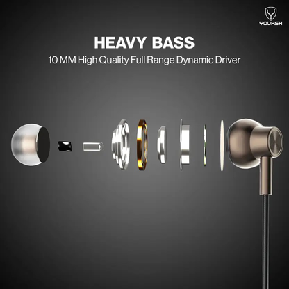 YOUKSH Type C Handsfree, With Soft Rubber Ear Piece & Metal Magnetic Attraction (YK-804).