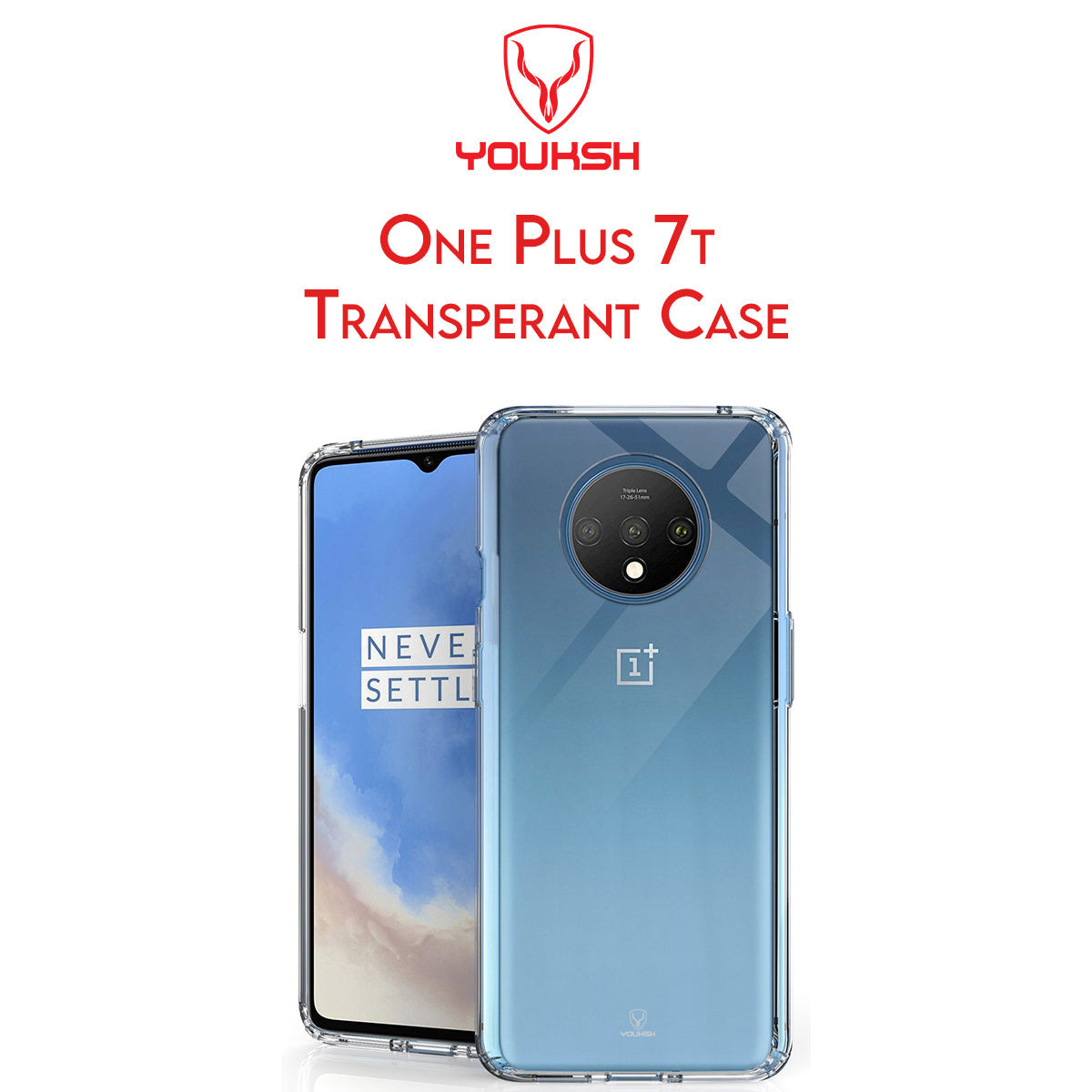YOUKSH OnePlus 7T Transparent Cover - OnePlus 7T Transparent Jelly Back Cover - OnePlus 7T Soft Shock Proof Transparent Back Pouch - OnePlus 7T Crystal Clear Cover - OnePlus 7T Silicone Cover.