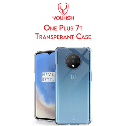 YOUKSH OnePlus 7T Transparent Cover - OnePlus 7T Transparent Jelly Back Cover - OnePlus 7T Soft Shock Proof Transparent Back Pouch - OnePlus 7T Crystal Clear Cover - OnePlus 7T Silicone Cover.