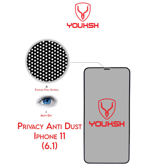 Apple iphone 11 - Youksh Privacy Anti Dust Glass Protector With Installation kit.
