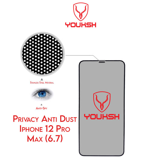Apple iphone 12 Pro Max - Youksh Privacy Anti Dust Glass Protector With Installation kit.