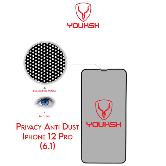 Apple iphone 12 Pro - Youksh Privacy Anti Dust Glass Protector With Installation kit.