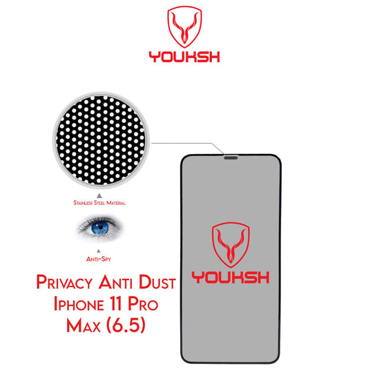 Apple iphone 11 Pro Max - Youksh Privacy Anti Dust Glass Protector With Installation kit.