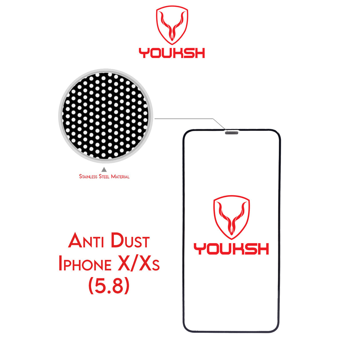 Apple iPhone  X/Xs - Youksh Anti Dust Glass Protector With Installation kit.