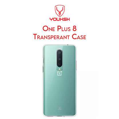 YOUKSH OnePlus 8 Transparent Cover - OnePlus 8 Transparent Jelly Back Cover - OnePlus 8 Soft Shock Proof Transparent Back Pouch - OnePlus 8 Crystal Clear Cover - OnePlus 8 Silicone Cover.