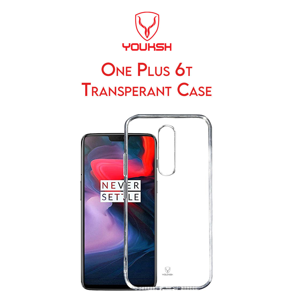 YOUKSH OnePlus 6T Transparent Cover - OnePlus 6T Transparent Jelly Back Cover - OnePlus 6T Soft Shock Proof Transparent Back Pouch - OnePlus 6T Crystal Clear Cover - OnePlus 6T Silicone Cover.