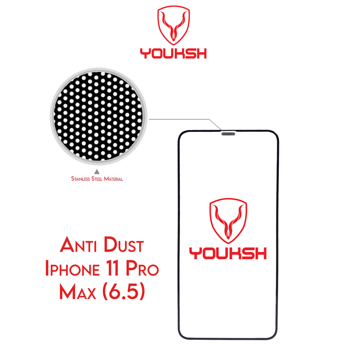 Apple iPhone 11 Pro Max - Youksh Anti Dust Glass Protector With Installation kit.