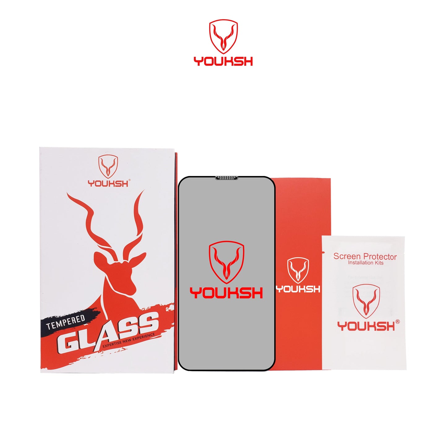 YOUKSH Apple iPhone 14 (6.1) Privacy Anti Dust Glass Protector - YOUKSH Apple iPhone 14 (6.1) Anti Static Anti Dust Glass Protector - With YOUKSH Installation kit.