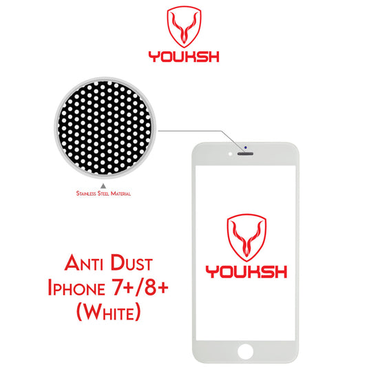 Apple iPhone 7 Plus/8 Plus - Youksh Anti Dust Glass Protector (White) With Installation kit.