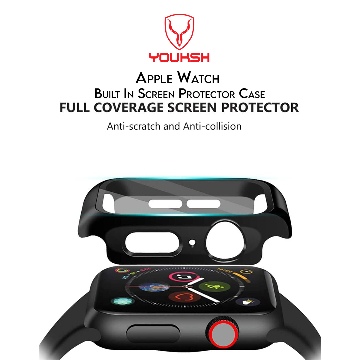 YOUKSH iWatch 41MM Candy Tempered Glass Slim Bumper Case - 41MM Candy Slim Bumper Case - Full Protective - For iWatch Series 1/2/3/4/5/6/7.